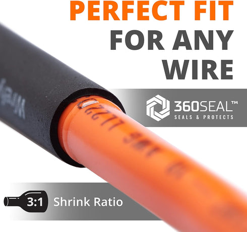 Wirefy Heat Shrink Tubing Kit - 3:1 Ratio Adhesive Lined, a resistant Shrink Wrap - Automotive Industrial Heat-Shrink Tubing - Black, Red - 200 PC...